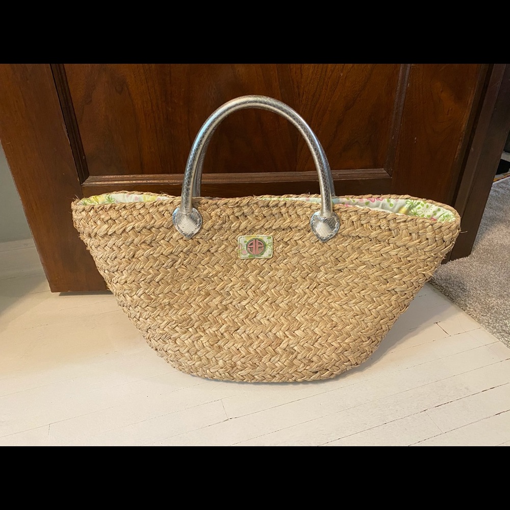 Lilly Pulitzer beach bad tote Bardot cat EUC